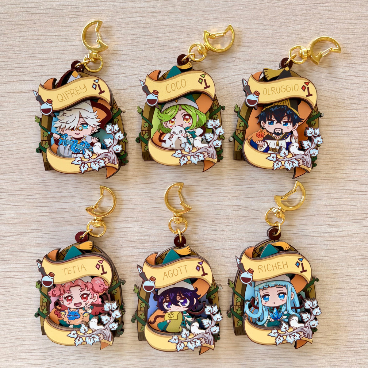 Anime Mystic Charms - 3-Layer Wooden Charms