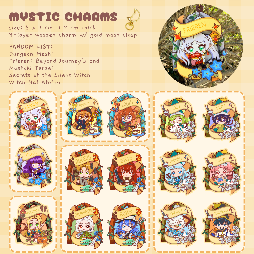 Anime Mystic Charms - 3-Layer Wooden Charms