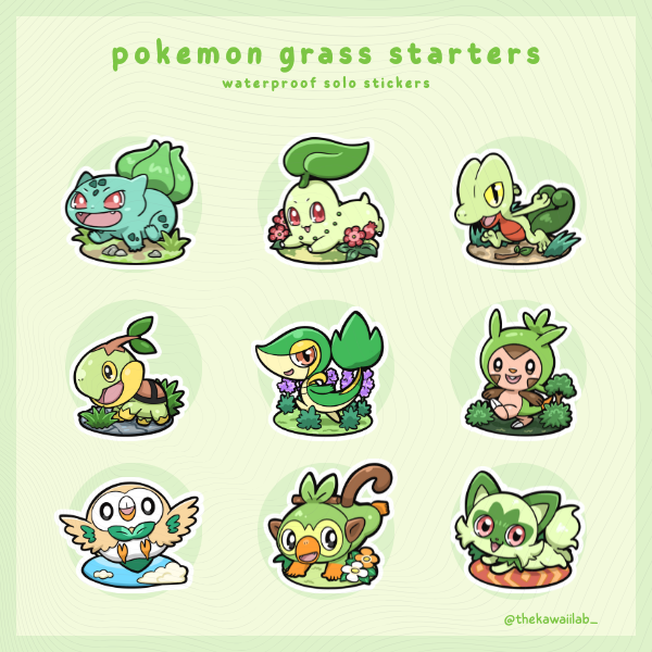 Pokemon Waterproof Stickers - Starters and Eeveelutions
