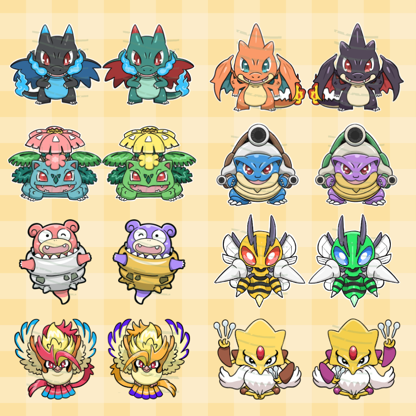 Pokemon Waterproof Stickers - Mega Evolutions