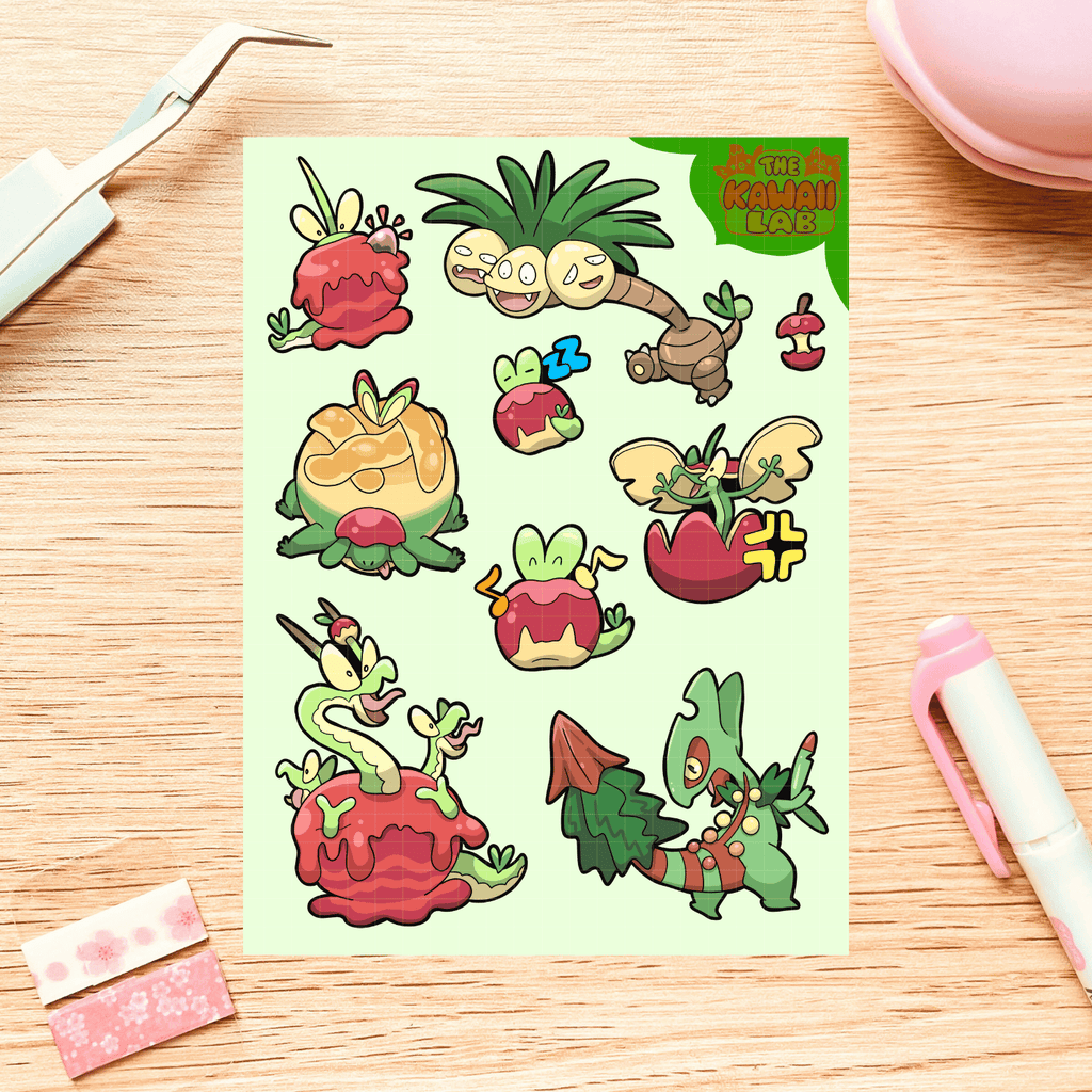 Grass/Dragon Type Sticker Sheet - Inspired by the Year of the Wood Dragon